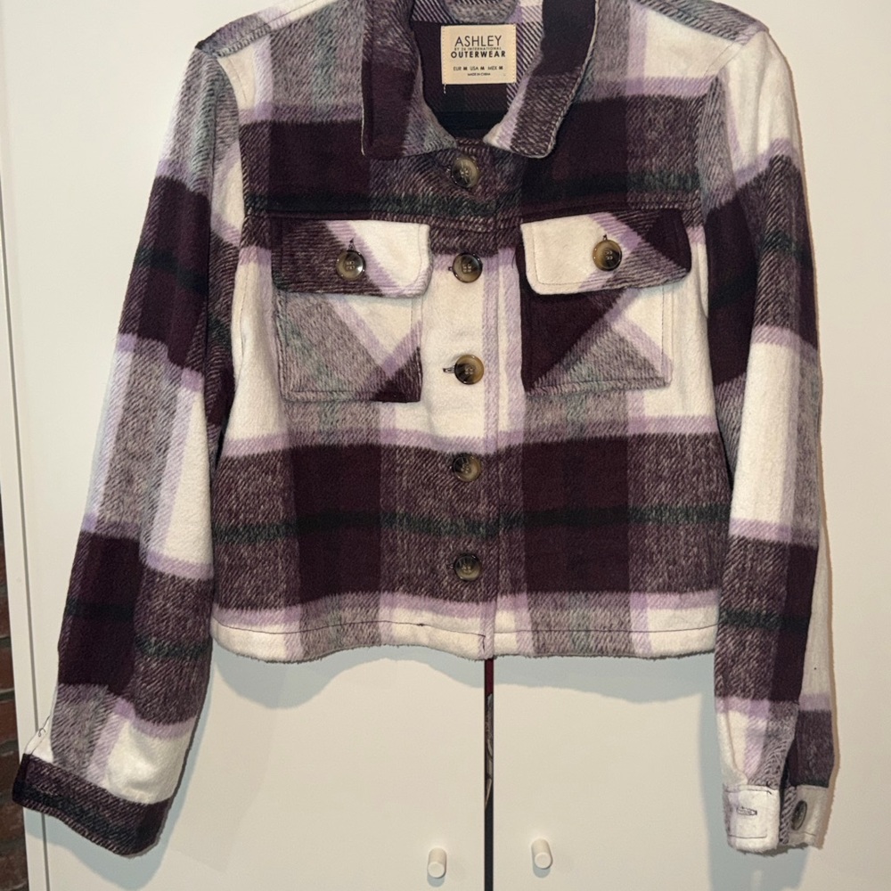 Purple Plaid Cropped Jacket